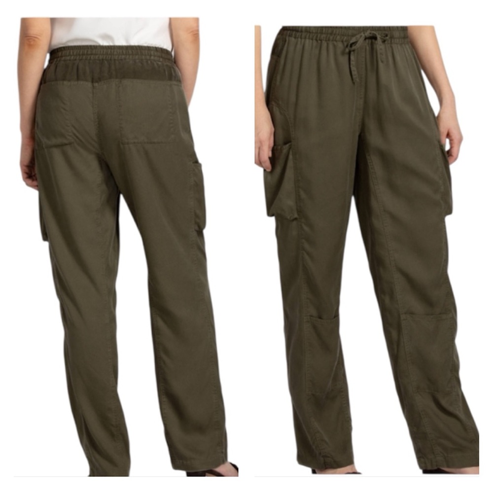 Johnny Was Leeshie Workwear Pants Brown Green Size XL Pull On Cargo Stretch